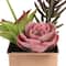 7" Pink & Purple Artificial Succulent Arrangement in Square Tin Pot